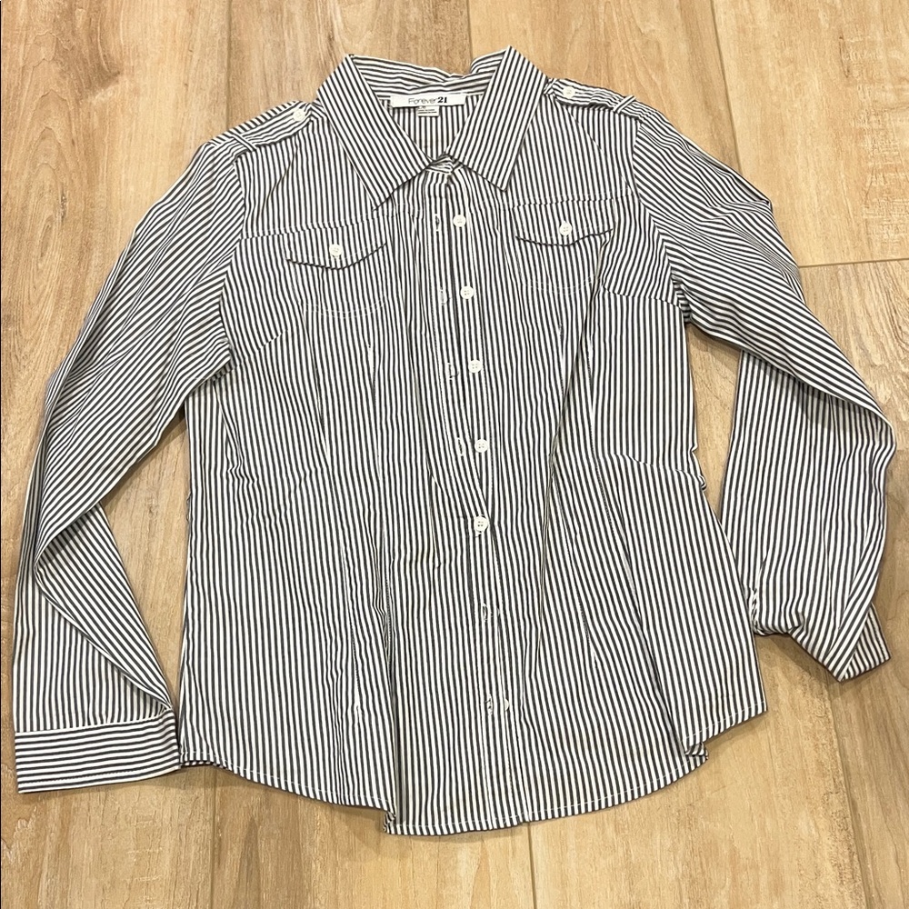 Classic Black and White Striped Women's Shirt